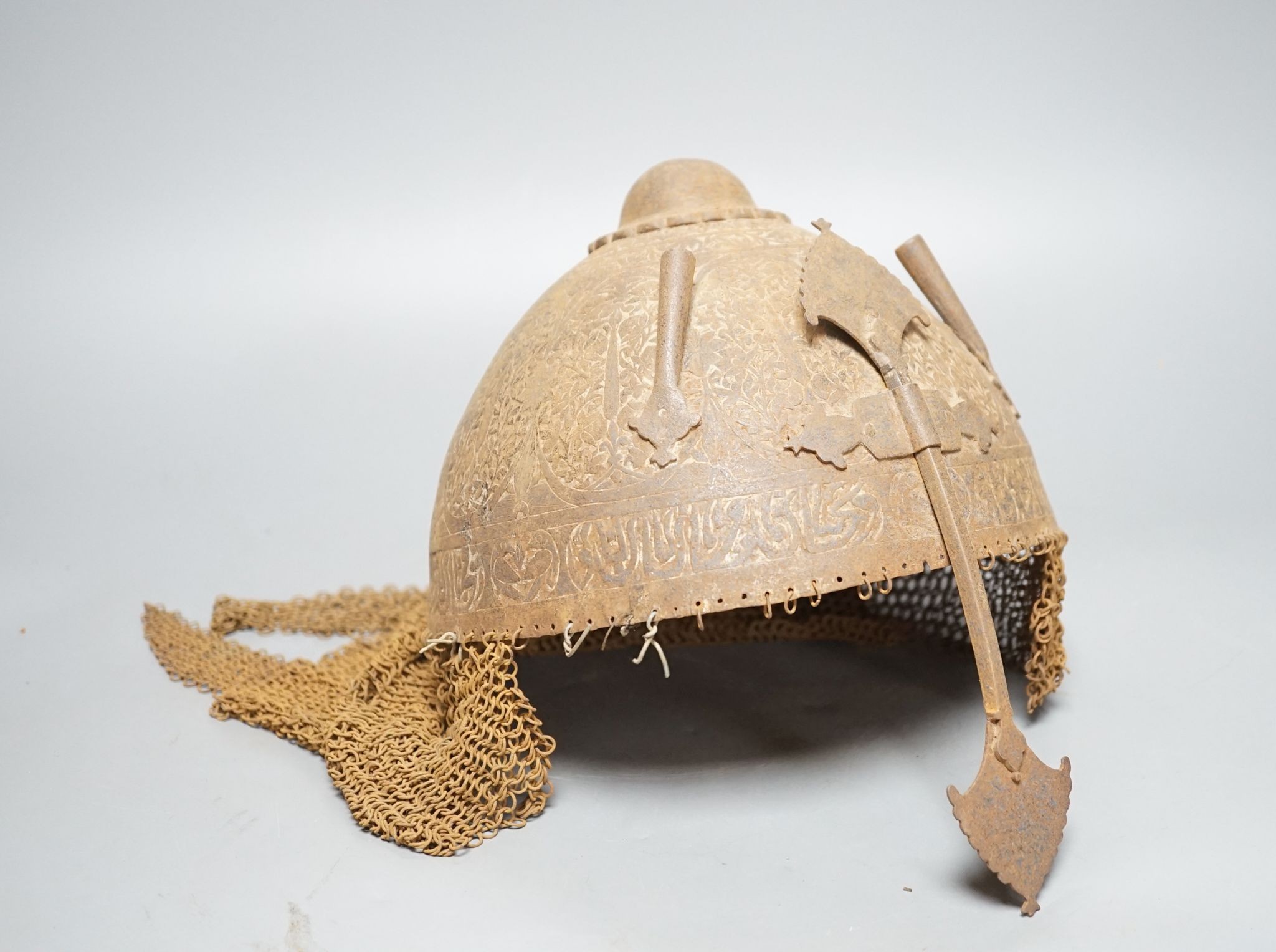 A 19th century Indo-Persian steel helmet (kulah-khud)